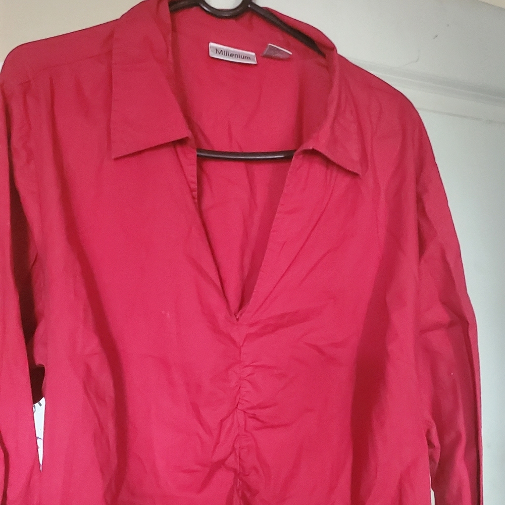 Millenium Womens Front Ruched Top Sz 24